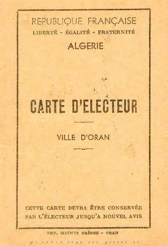 DIVERS 10 CARTE D ELECTEUR D ORAN.JPG